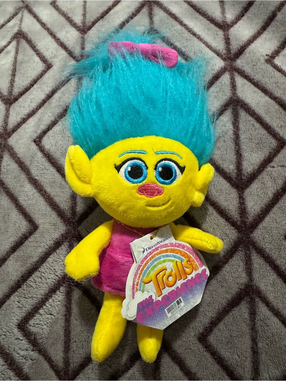 DreamWorks Trolls 11” Smidge Plush - Yellow Body with Blue Hair and Pink Dress
